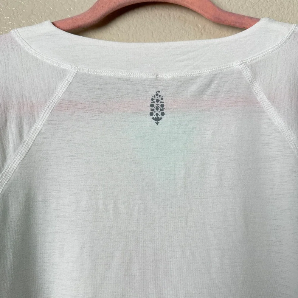Free People Top Small White Mint Green Spotlight Ribbed Raglan FP Movement